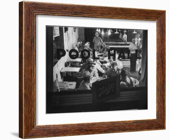 Scene from a Small Town Pool Hall, with People Just Hanging Out and Relaxing-Loomis Dean-Framed Photographic Print