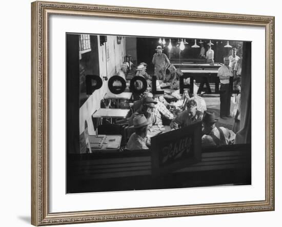 Scene from a Small Town Pool Hall, with People Just Hanging Out and Relaxing-Loomis Dean-Framed Photographic Print