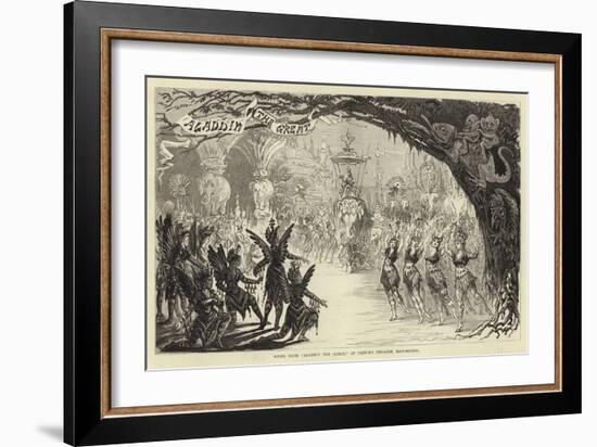 Scene from Aladdin the Great, at Prince's Theatre, Manchester-null-Framed Giclee Print