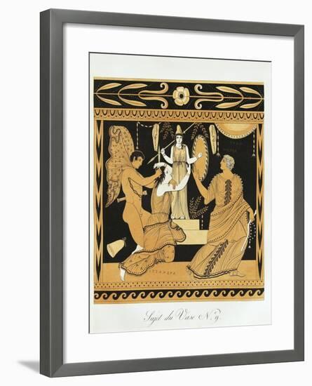 Scene from Ancient Greek Vase with Ajax Affronts Cassandra at the Foot of Athena's Statue-null-Framed Giclee Print