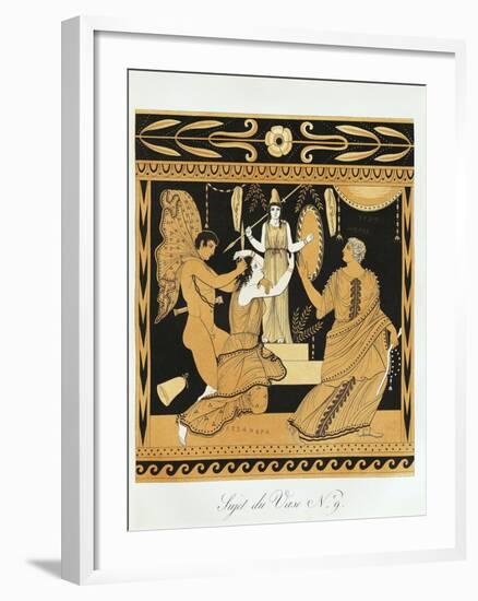 Scene from Ancient Greek Vase with Ajax Affronts Cassandra at the Foot of Athena's Statue-null-Framed Giclee Print