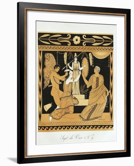 Scene from Ancient Greek Vase with Ajax Affronts Cassandra at the Foot of Athena's Statue-null-Framed Giclee Print