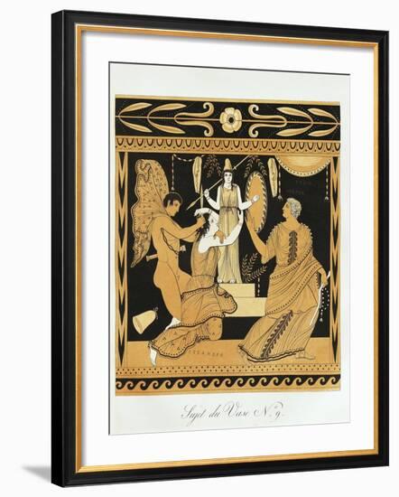 Scene from Ancient Greek Vase with Ajax Affronts Cassandra at the Foot of Athena's Statue-null-Framed Giclee Print