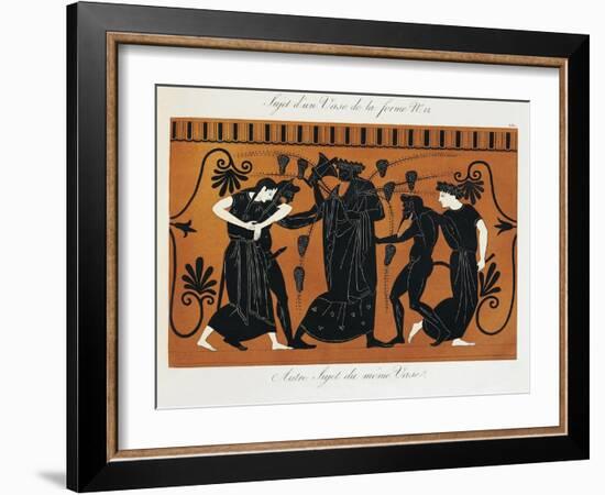 Scene from Ancient Greek Vase with Dionysus in a Vineyard-null-Framed Giclee Print