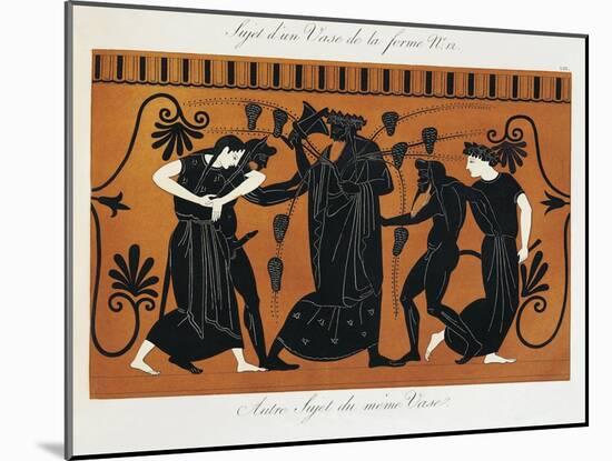 Scene from Ancient Greek Vase with Dionysus in a Vineyard-null-Mounted Giclee Print