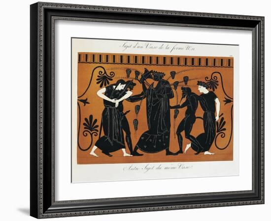 Scene from Ancient Greek Vase with Dionysus in a Vineyard-null-Framed Giclee Print