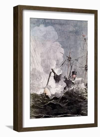 Scene from Jules Verne's from the Earth to the Moon, 1865-null-Framed Giclee Print