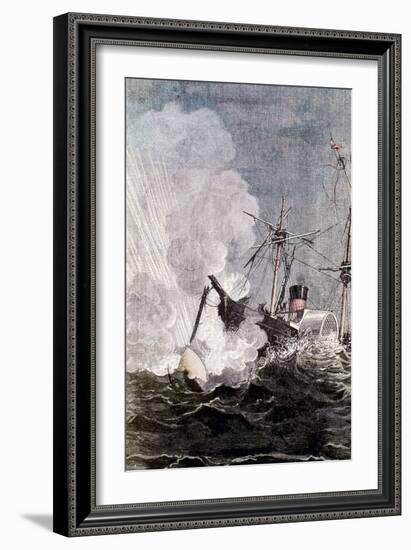 Scene from Jules Verne's from the Earth to the Moon, 1865-null-Framed Giclee Print