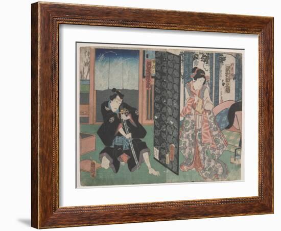 Scene from Kabuki (Woodcut)-Utagawa Toyokuni-Framed Giclee Print