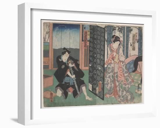 Scene from Kabuki (Woodcut)-Utagawa Toyokuni-Framed Giclee Print