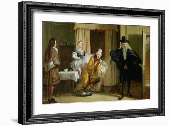 Scene from "Le Malade Imaginaire" by Moliere-Charles Robert Leslie-Framed Giclee Print