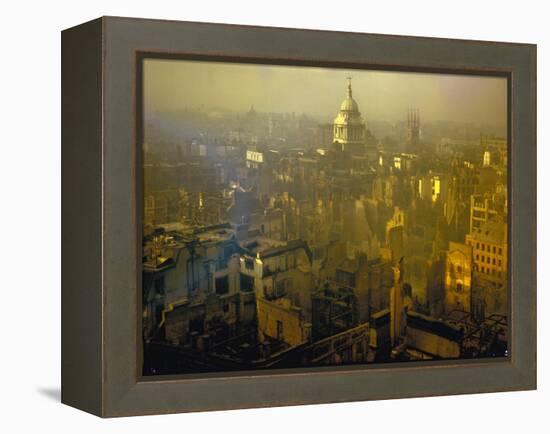 Scene from London after Heavy German Air Raid Bombing Attacks During the Battle of Britain-null-Framed Premier Image Canvas