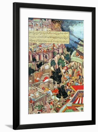 Scene from Mining Operations at the Siege of Chitor from the 'Akbarnama', Mughal, C.1590-null-Framed Giclee Print