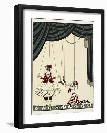 Scene from Petroushka, a ballet by Stravinsky Two puppets on stage, Georges Barbier-Georges Barbier-Framed Giclee Print