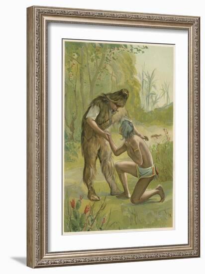 Scene from Robinson Crusoe by Daniel Defoe, 1892-John Dawson Watson-Framed Giclee Print