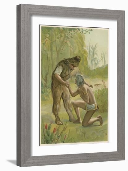 Scene from Robinson Crusoe by Daniel Defoe, 1892-John Dawson Watson-Framed Giclee Print