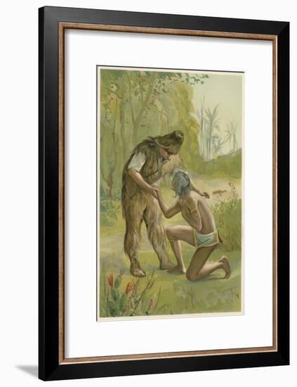 Scene from Robinson Crusoe by Daniel Defoe, 1892-John Dawson Watson-Framed Giclee Print