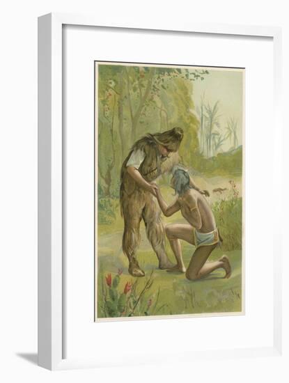 Scene from Robinson Crusoe by Daniel Defoe, 1892-John Dawson Watson-Framed Giclee Print