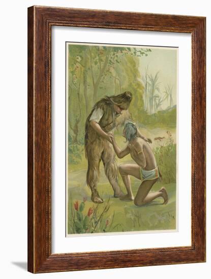 Scene from Robinson Crusoe by Daniel Defoe, 1892-John Dawson Watson-Framed Giclee Print