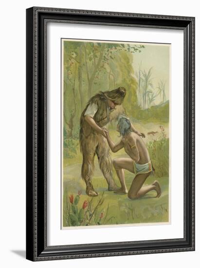 Scene from Robinson Crusoe by Daniel Defoe, 1892-John Dawson Watson-Framed Giclee Print