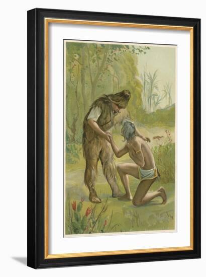Scene from Robinson Crusoe by Daniel Defoe, 1892-John Dawson Watson-Framed Giclee Print
