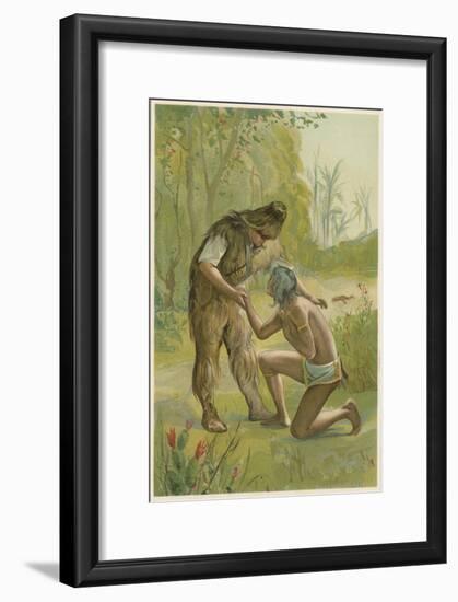 Scene from Robinson Crusoe by Daniel Defoe, 1892-John Dawson Watson-Framed Giclee Print