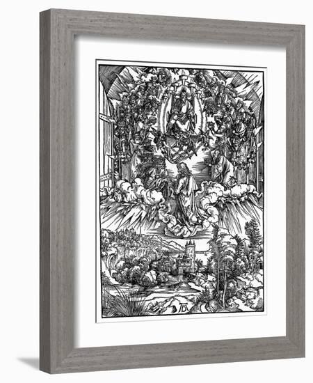 Scene from the Apocalypse, St John before God the Father and the Twenty-Four Elders, 1498-Albrecht Durer-Framed Giclee Print