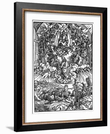 Scene from the Apocalypse, St John before God the Father and the Twenty-Four Elders, 1498-Albrecht Durer-Framed Giclee Print