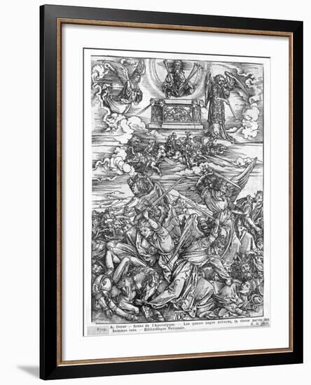 Scene from the Apocalypse, the Four Vengeful Angels, Latin Edition, 1511-Albrecht Dürer-Framed Giclee Print