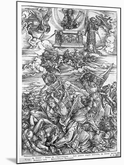 Scene from the Apocalypse, the Four Vengeful Angels, Latin Edition, 1511-Albrecht Dürer-Mounted Giclee Print