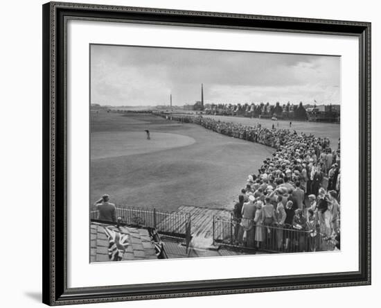 Scene from the British Open, with Spectators Watching Ben Hogan on the Green-Carl Mydans-Framed Premium Photographic Print