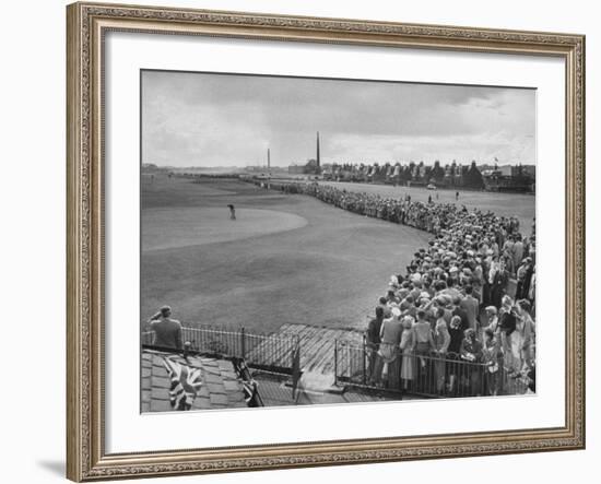 Scene from the British Open, with Spectators Watching Ben Hogan on the Green-Carl Mydans-Framed Premium Photographic Print