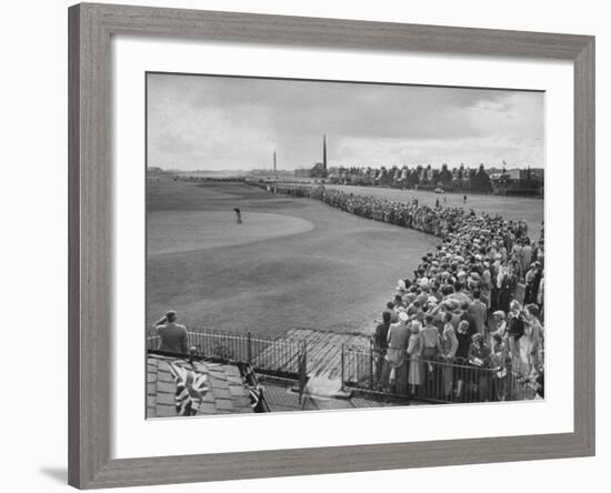 Scene from the British Open, with Spectators Watching Ben Hogan on the Green-Carl Mydans-Framed Premium Photographic Print