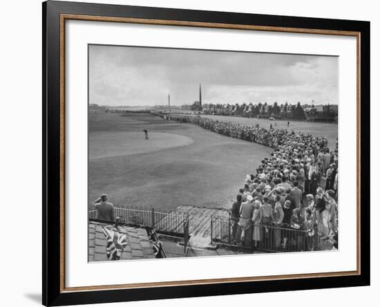 Scene from the British Open, with Spectators Watching Ben Hogan on the Green-Carl Mydans-Framed Premium Photographic Print