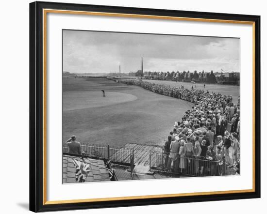 Scene from the British Open, with Spectators Watching Ben Hogan on the Green-Carl Mydans-Framed Premium Photographic Print