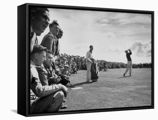 Scene from the British Open, with Spectators Watching Ben Hogan-Carl Mydans-Framed Premier Image Canvas