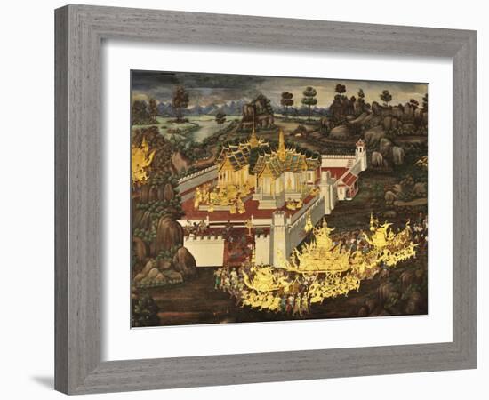 Scene From the Galleries, Royal Monastery, Grand Palace, Bangkok, Thailand, Southeast Asia, Asia-Jochen Schlenker-Framed Photographic Print