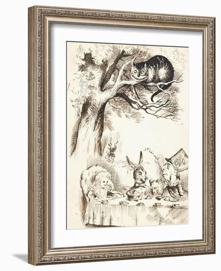 Scene from the Mad Hatter's Tea Party, C.1865-John Tenniel-Framed Giclee Print