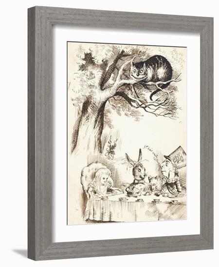 Scene from the Mad Hatter's Tea Party, C.1865-John Tenniel-Framed Giclee Print