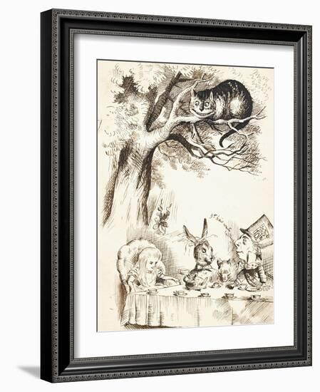 Scene from the Mad Hatter's Tea Party, C.1865-John Tenniel-Framed Giclee Print