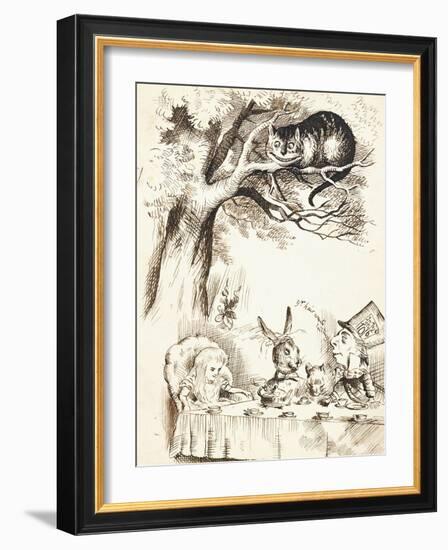 Scene from the Mad Hatter's Tea Party, C.1865-John Tenniel-Framed Giclee Print