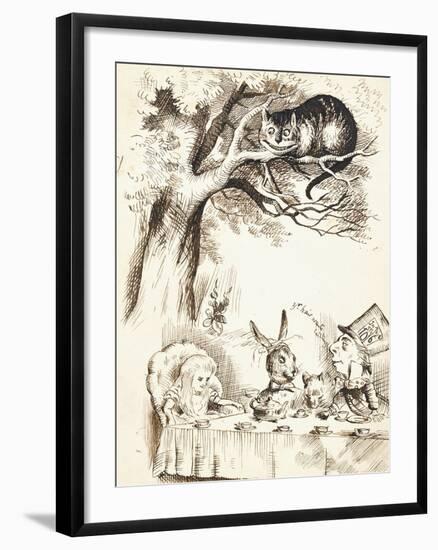 Scene from the Mad Hatter's Tea Party, C.1865-John Tenniel-Framed Giclee Print