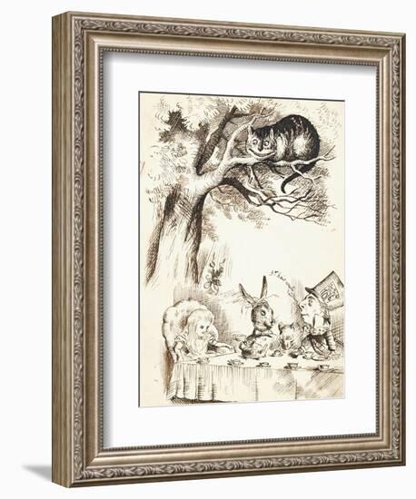 Scene from the Mad Hatter's Tea Party, C.1865-John Tenniel-Framed Giclee Print