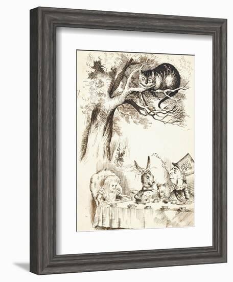 Scene from the Mad Hatter's Tea Party, C.1865-John Tenniel-Framed Giclee Print