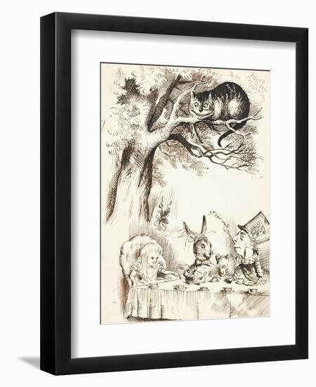 Scene from the Mad Hatter's Tea Party, C.1865-John Tenniel-Framed Giclee Print