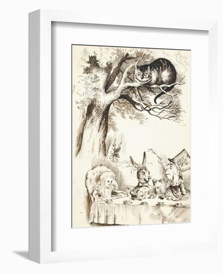 Scene from the Mad Hatter's Tea Party, C.1865-John Tenniel-Framed Giclee Print