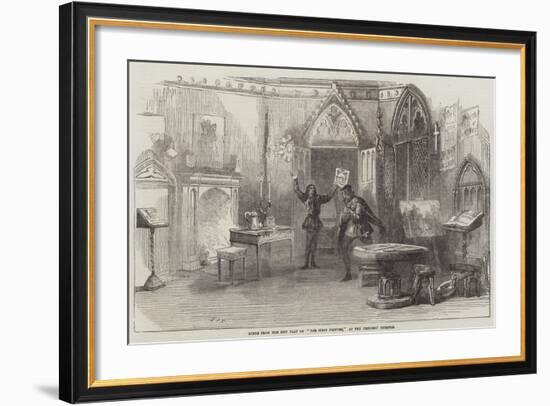 Scene from the New Play of The First Printer, at the Princess' Theatre-null-Framed Giclee Print