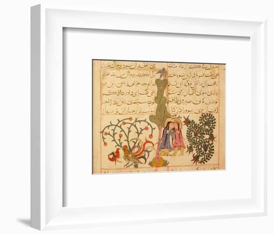 Scene from the only known illustrated manuscript of the poem, the Romance of Varqa and Gulshah-Werner Forman-Framed Giclee Print