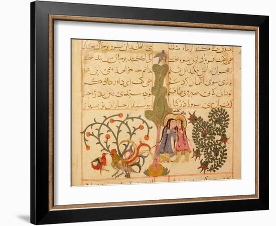 Scene from the only known illustrated manuscript of the poem, the Romance of Varqa and Gulshah-Werner Forman-Framed Giclee Print