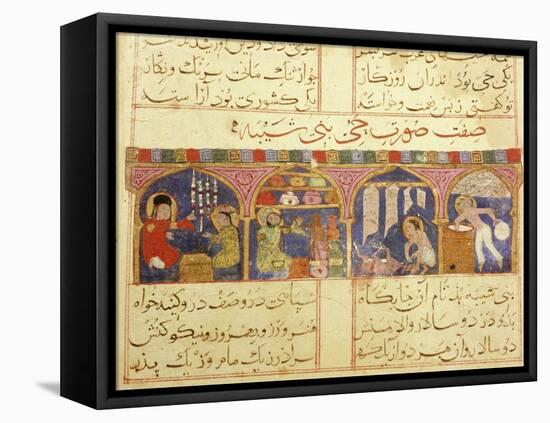 Scene from the only known illustrated manuscript of the poem, the Romance of Varqa and Gulshah-Werner Forman-Framed Premier Image Canvas